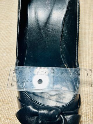 Zapatos Fosco Tacón Piel Negro Lazo Talla 37