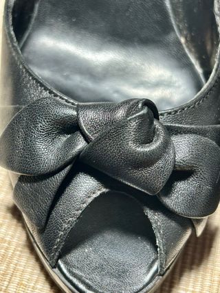 Zapatos Fosco Tacón Piel Negro Lazo Talla 37