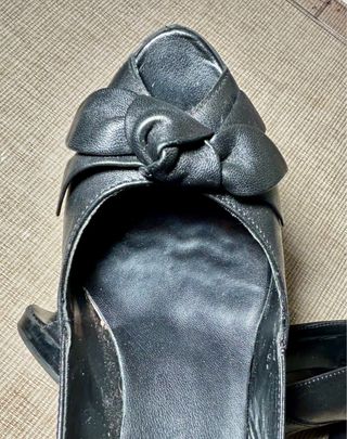 Zapatos Fosco Tacón Piel Negro Lazo Talla 37