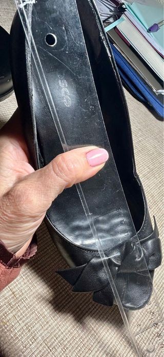 Zapatos Fosco Tacón Piel Negro Lazo Talla 37