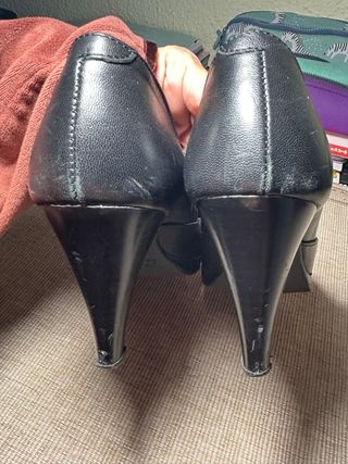 Zapatos Fosco Tacón Piel Negro Lazo Talla 37