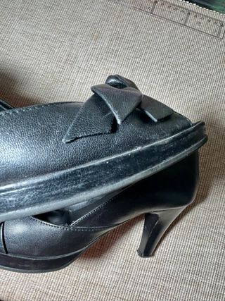 Zapatos Fosco Tacón Piel Negro Lazo Talla 37