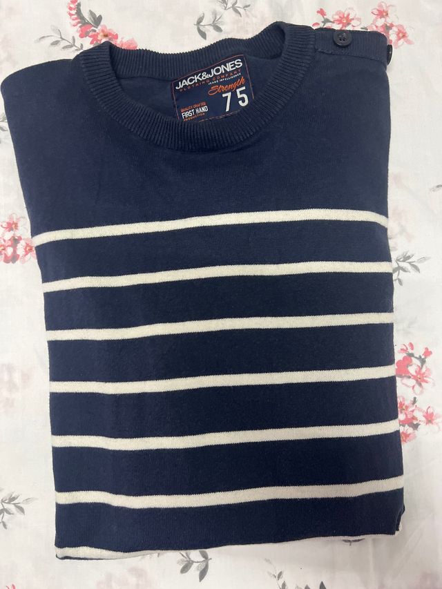Jersey Jack & Jones Talla M Rayas Azul/Blanco