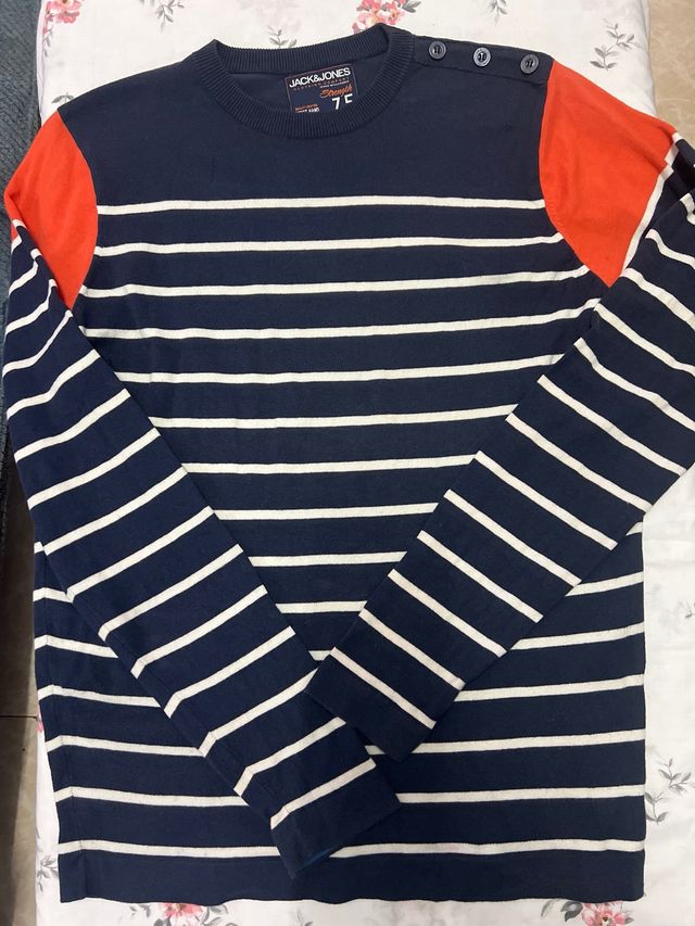 Jersey Jack & Jones Talla M Rayas Azul/Blanco