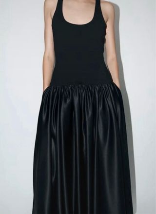 Vestido largo fiesta satén negro