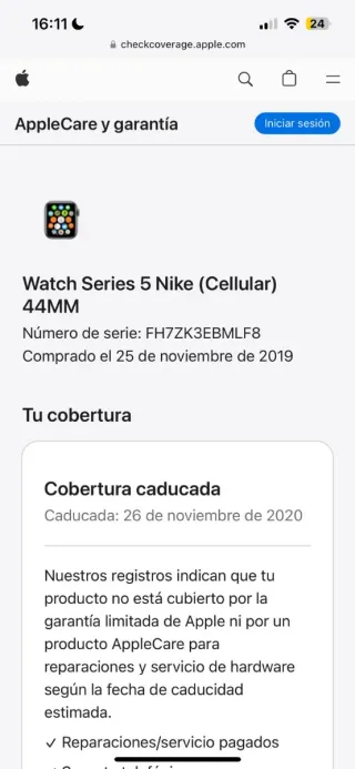 Apple Watch S5 44mm Negro