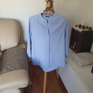 Blusa,  color Oxford azul Massimo Dutti