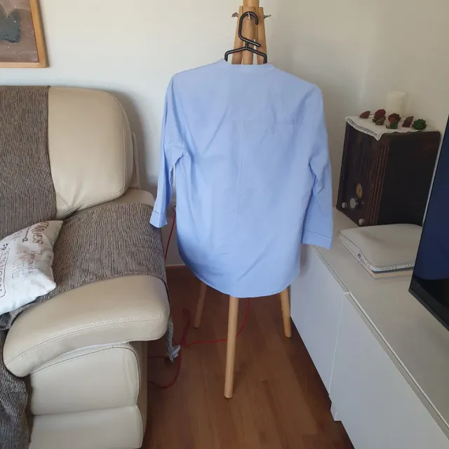 Blusa,  color Oxford azul Massimo Dutti