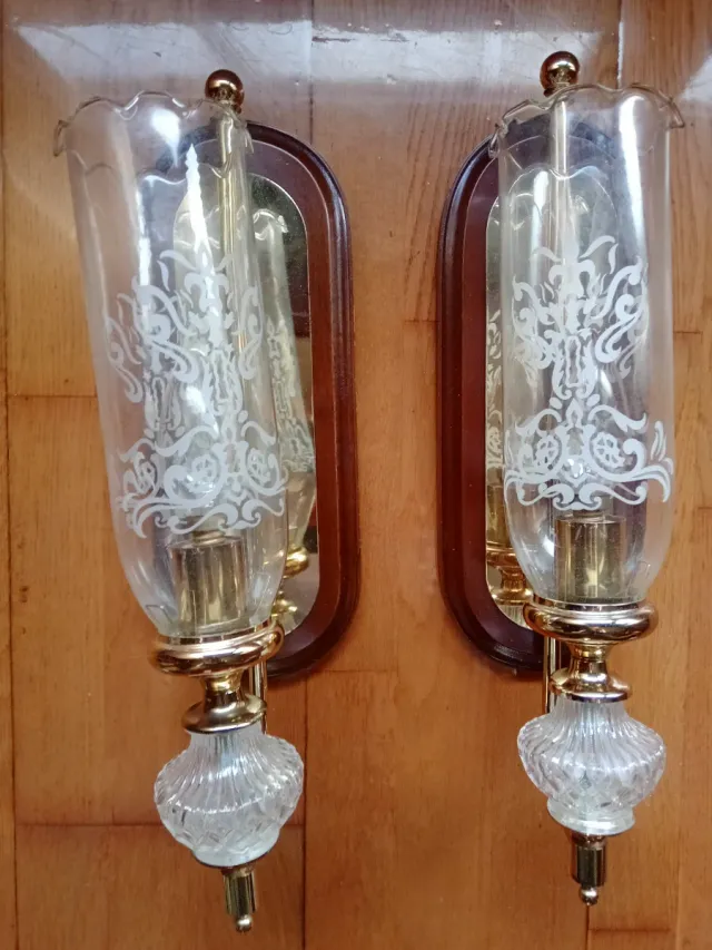 Par de apliques de parede vintage com cristal