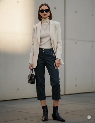 Pantaloni Neri con Dettagli Dorati Tg 44