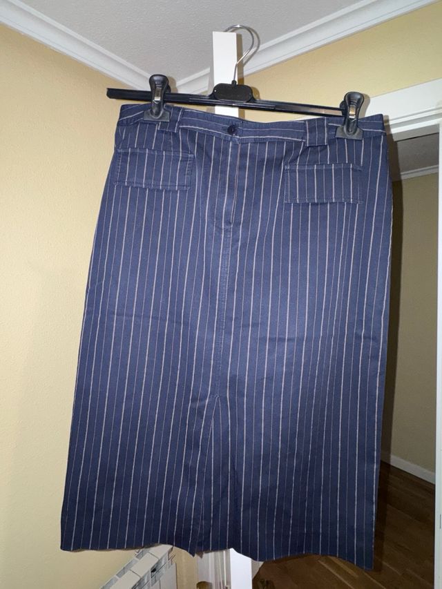 Falda síntesis de rayas azul talla 40