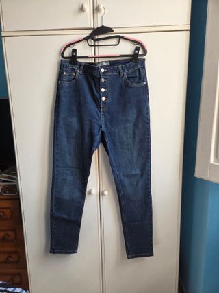 Jeans donna vita alta con bottoni