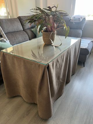Mesa camilla rectangular cristal y tela