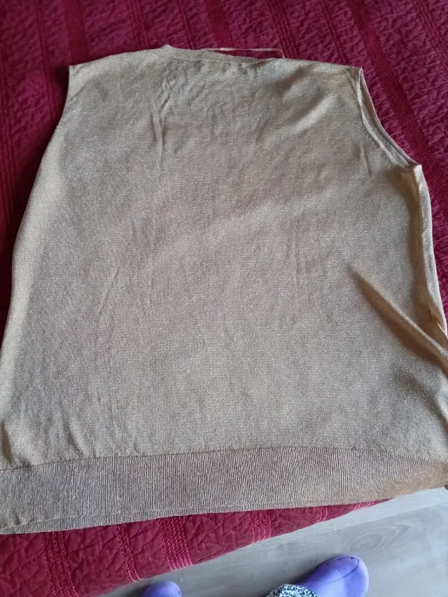 Top fiesta dorado brillante sin mangas