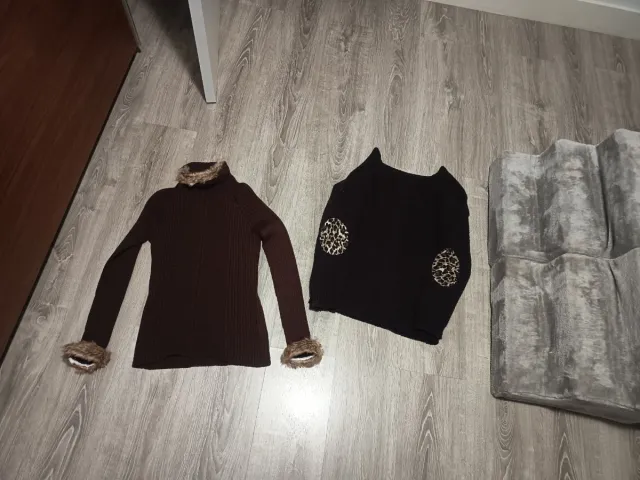 Dos jerséis de mujer marrones customizado S/M