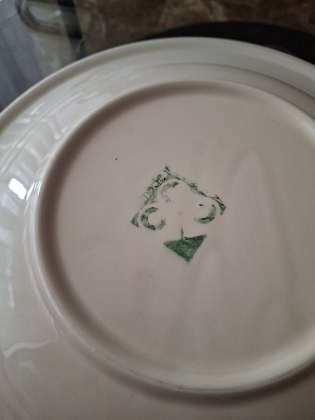 Platos de porcelana con borde azul