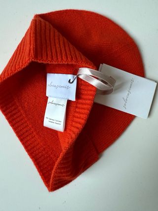 Set berretto e guanti in cashmere arancione