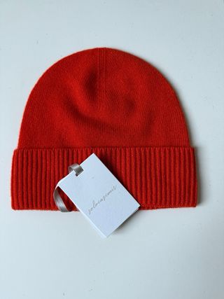 Set berretto e guanti in cashmere arancione