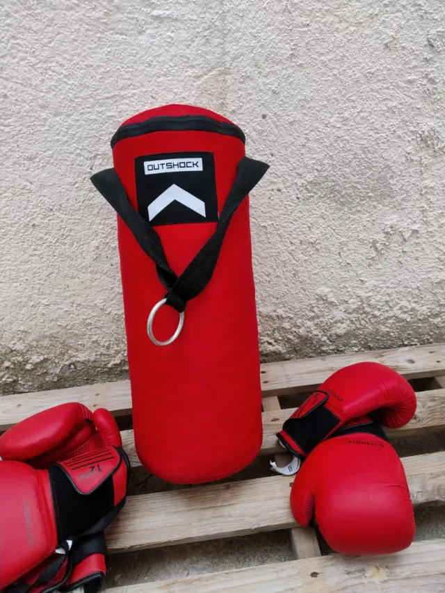 Saco de boxeo y guantes