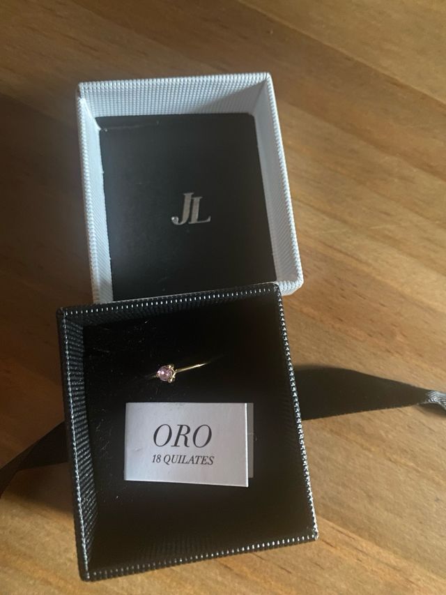 Anillo Oro 18 Quilates Corazón Rosa