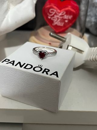Anillo Pandora Corazón Rojo y Circonitas talla 54