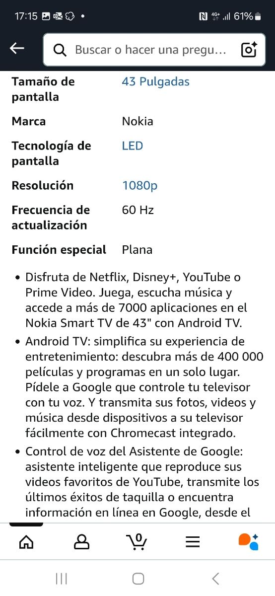 Smart TV Nokia 43 Negra