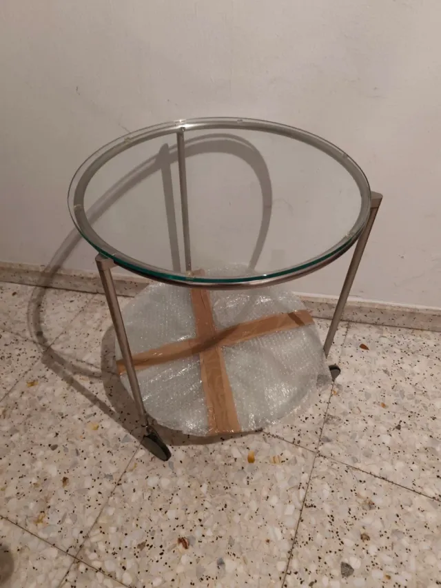 Carro de servicio mesita auxiliar cristal redonda