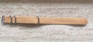 Cinturino NATO Pelle Sabbia 22mm 4 Anelli Argento