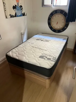 Divano letto pieghevole in legno con 4 angoli arrotondati in legno massello da 3 cm con copertura rinforzata, apertura frontale e laterale, materassi in memory foam e molle, spessore 25 cm e 30 cm, alta qualità