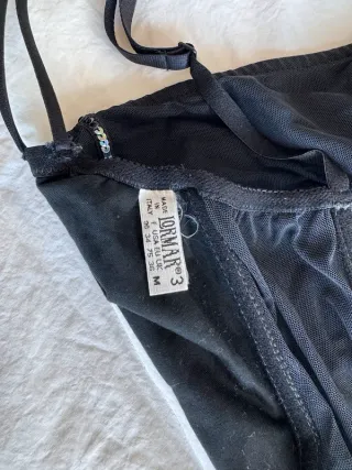 Top Lormar vintage Y2K nero pizzo paillettes