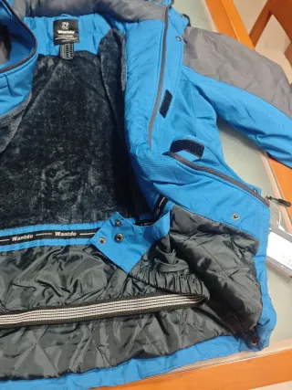Cazadora juvenil azul y gris