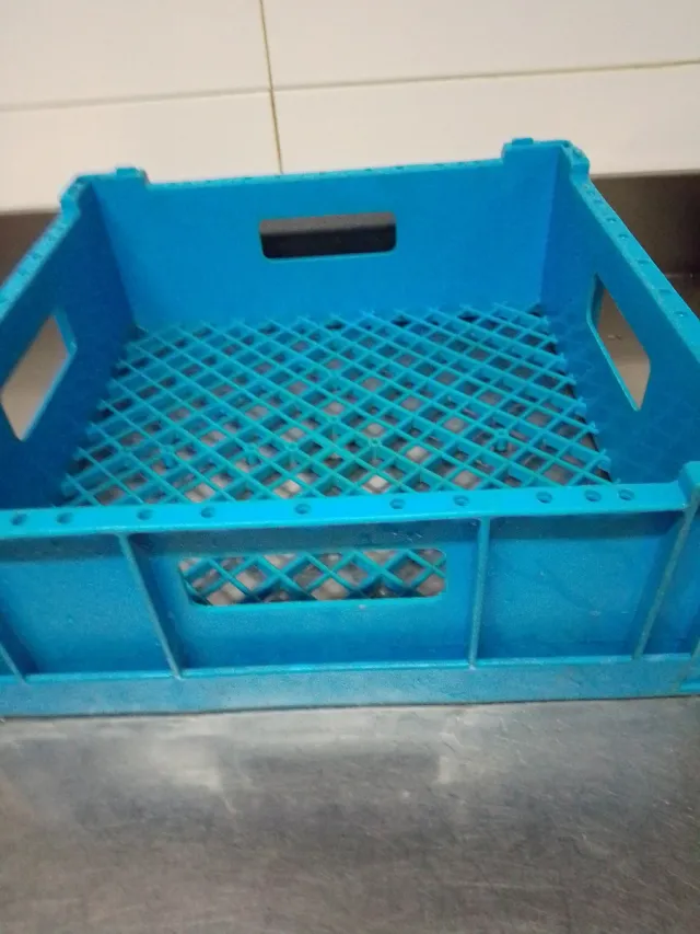 Cesta azul para vajilla