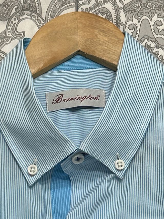 Camisa manga corta rayas azules Berringtom