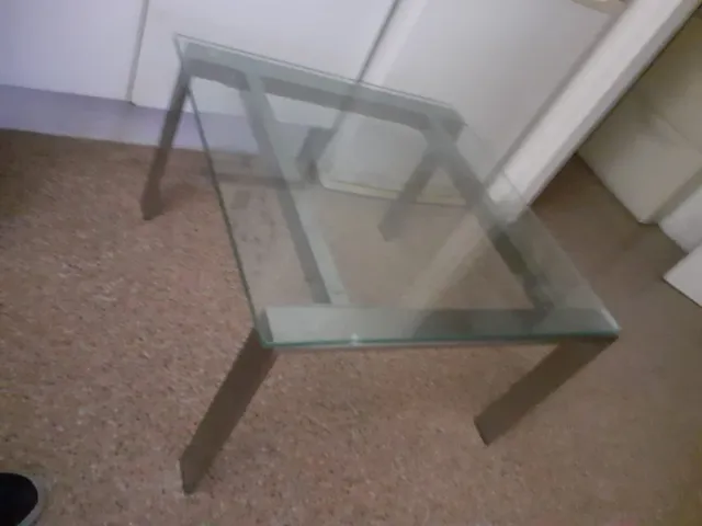 Mesa de centro cristal y metal