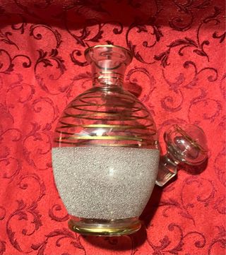 Bottiglia vintage vetro satinato e finiture in oro