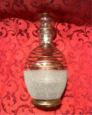 Bottiglia vintage vetro satinato e finiture in oro