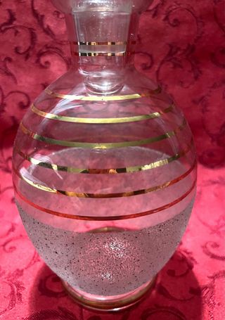 Bottiglia vintage vetro satinato e finiture in oro