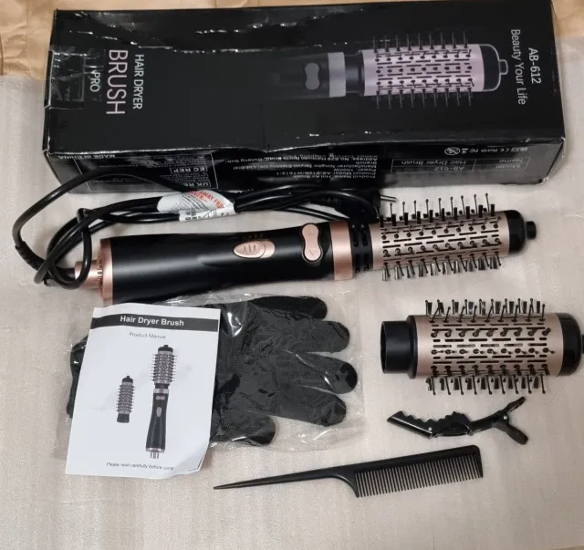 Cepillo Secador Giratorio AB-612 Negro/Dorado