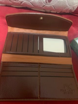 Cartera elegante piel sintética marrón