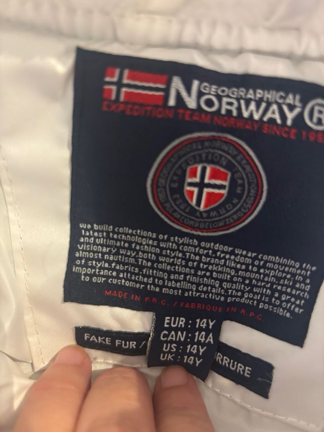 Chaqueta Geographical Norway Blanca talla 14Y