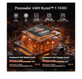 Robtom Mini PC Gaming Ryzen 5 7430U 512GB