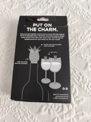 Set 6 Marcadores + Tapón Piña Vino/Bebidas.