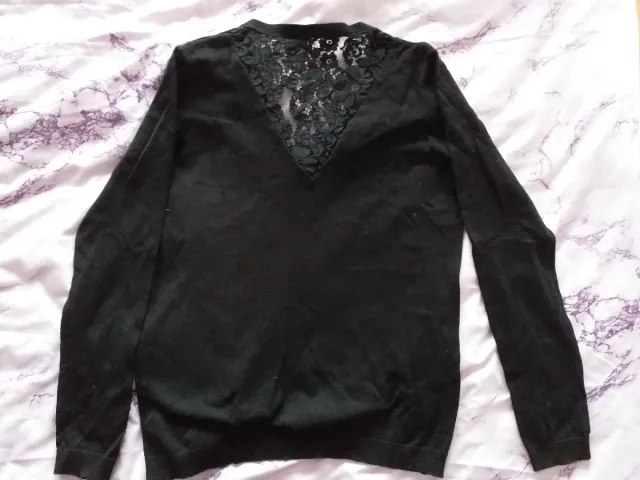 Rebeca negra encaje talla L
