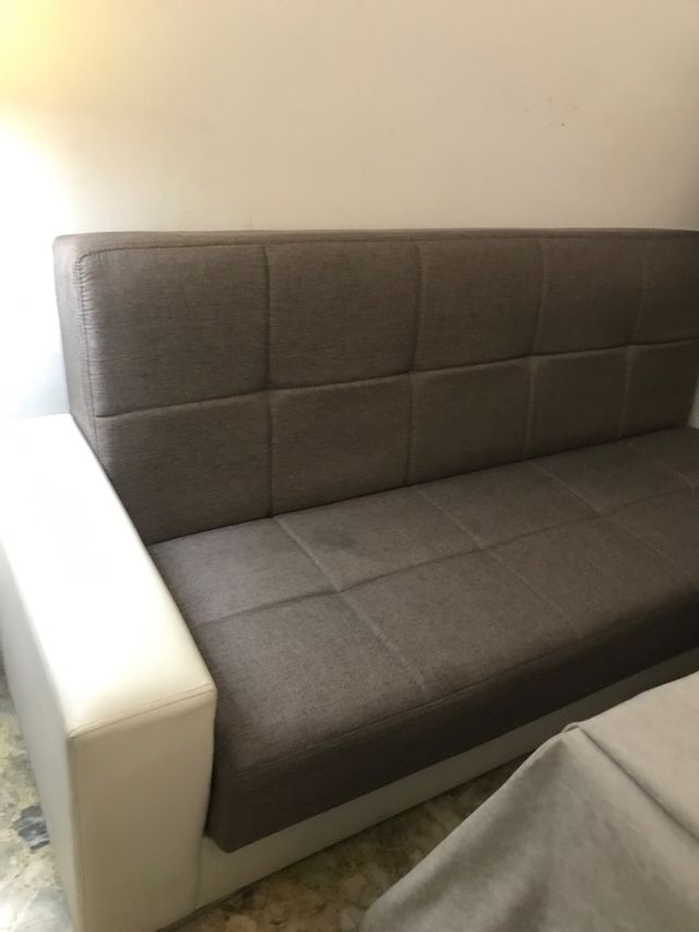 Sofá Cama Marrón y Blanco