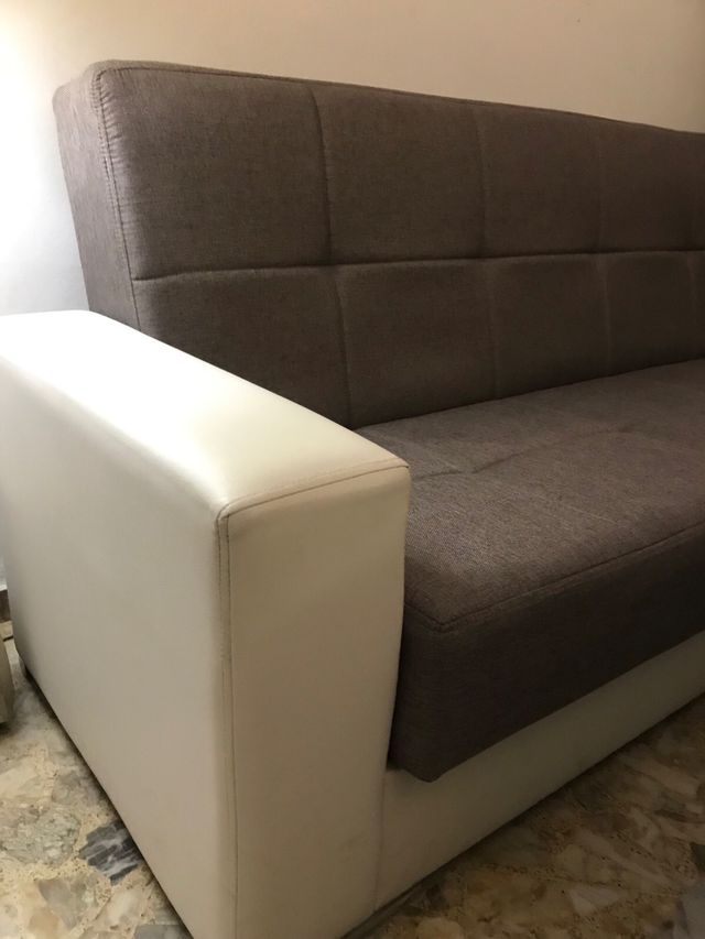 Sofá Cama Marrón y Blanco