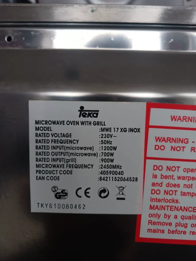 Microondas Teka MWE 17G INOX Grill