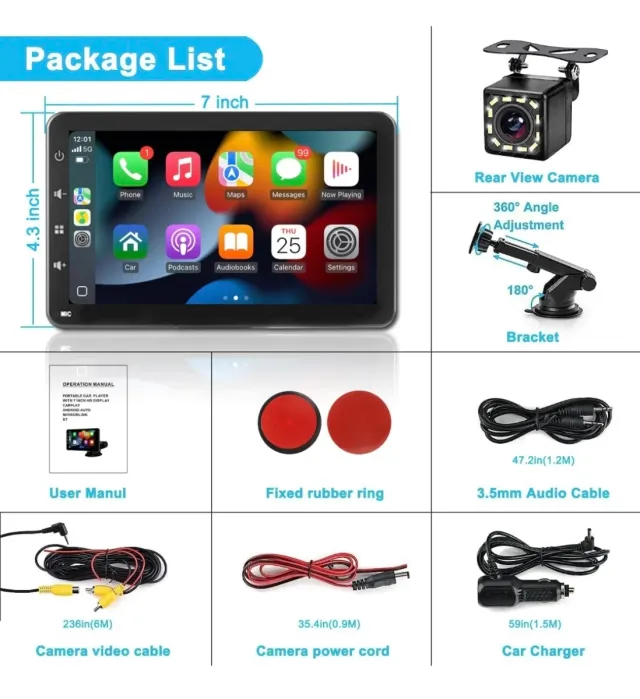 Pantalla y Cámara Coche CarPlay Android