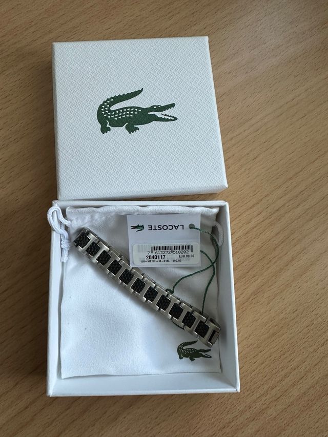 Pulsera Lacoste Metrople Plata y Negro