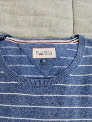 Maglia Tommy Hilfiger Uomo Righe Blu Bianco XL