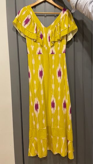 Vestido amarillo con estampado ikat